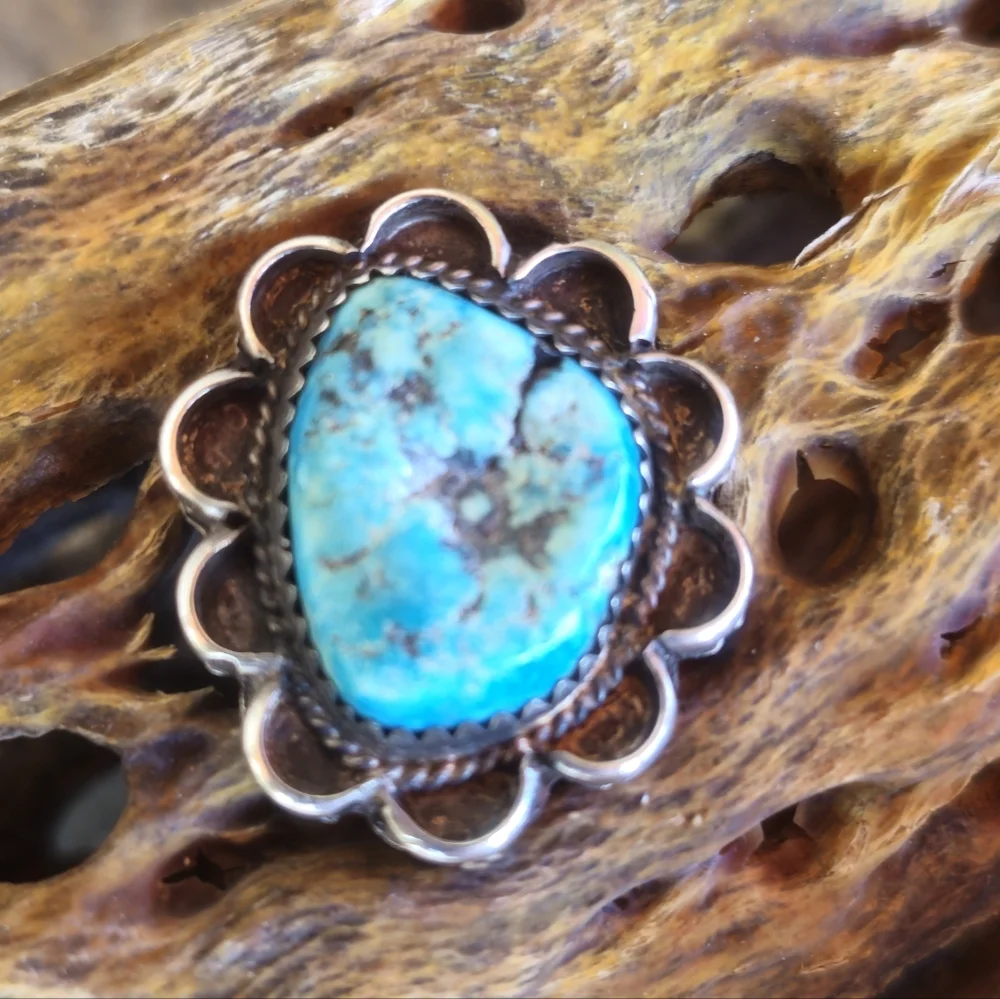 Sterling Silver Vintage TURQUOISE ring - Picture 4 of 17